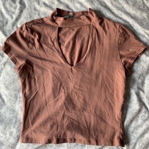 Charlotte Russe Mauve Cutout Short Sleeve Crop Top